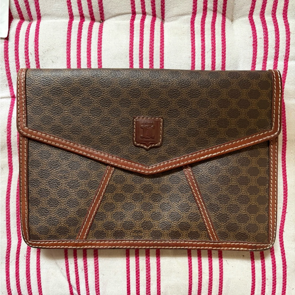 Brown Vintage B502 CELINE Macadam Clutch